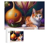 Rompecabezas de 300 piezas para adultos, gatos de fantasía con flores, rompecabezas para adultos, juguetes de bricolaje, decoración del hogar, difícil y desafiante, 300 piezas