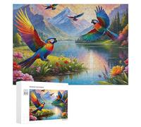 Rompecabezas de 300 piezas para adultos, loros coloridos en la naturaleza, rompecabezas para adultos, juguetes de bricolaje, decoración del hogar, difícil y desafiante, 300 piezas