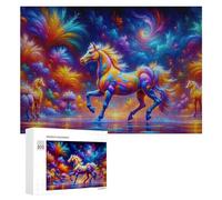 Rompecabezas de 300 piezas para adultos, obras de arte de caballos coloridos, rompecabezas para adolescentes, juego práctico para mejorar la memoria interacción entre padres e hijos, 300 piezas