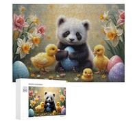 Rompecabezas de 300 piezas para adultos, panda con patitos, huevos de Pascua, juego familiar, difícil trato, regalo para toda la familia, 300 piezas