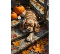 Rompecabezas de 300 Piezas para Adultos - Perro Otoño | Arte Exquisito y Decoración de Pared 35x25cm | Pasatiempo Desafiante y Nivel Imposible para Regalo