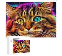 Rompecabezas de 300 piezas para adultos, retrato de gato colorido, 1, rompecabezas familiar, difícil trato, regalo para toda la familia, 300 piezas