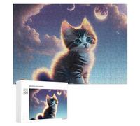 Rompecabezas de 300 piezas para adultos, rompecabezas de gatitos nocturnos mágicos para adultos, juguetes de bricolaje, decoración del hogar, difícil y desafiante, 300 piezas