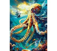 Rompecabezas de 300 piezas para adultos, rompecabezas de pulpo, velero oceánico, divertido juego familiar y aprende sobre la belleza del océano, regalos de noches de juegos familiares de amigos, 20.5