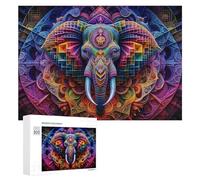 Rompecabezas de 300 piezas para adultos y adolescentes, rompecabezas coloridos de elefante, mandala, arte para adultos, juego práctico, corte de precisión, interacción entre padres e hijos, 300 piezas