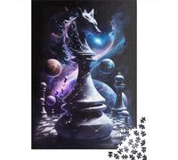 Rompecabezas de 500 Piezas Ajedrez en el Espacio Rompecabezas de Madera Cuadrados creativos para Adultos 500 Piezas (52x38cm)