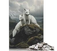 Rompecabezas de 500 Piezas Arctic Fox Duo para Adultos, Rompecabezas de Madera, Juego Educativo, Juguete de desafío, 52 x 38 cm.
