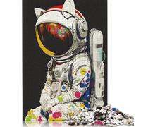 Rompecabezas de 500 Piezas con Casco de Astronauta y Gato para Adultos y Adolescentes. Rompecabezas de Madera para Explorar la Creatividad y la resolución de Problemas (52 x 38 cm).
