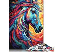 Rompecabezas de 500 Piezas con crines de Caballos ondulantes, Juego Educativo de Madera para Adultos (52 x 38 cm).