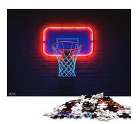 Rompecabezas de 500 Piezas con diseño de aro de Baloncesto neón. Juego Educativo de Madera. Juguete de desafío 500 Piezas (52 x 38 cm).
