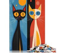 Rompecabezas de 500 Piezas con diseño de Gatos Abstractos para Adultos y Rompecabezas de Madera, Juguetes educativos, Juegos Familiares, 52 x 38 cm.
