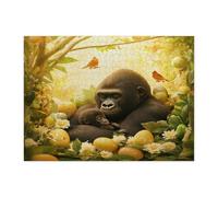 Rompecabezas de 500 piezas con diseño de gorila y vida silvestre para adultos, huevos de animales salvajes del bosque, decoración de patrón escénico para entretenimiento en el hogar