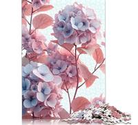 Rompecabezas de 500 Piezas con diseño de hortensias Vintage, Cuadrado, para Adultos y niños, Juego de Madera, 52 x 38 cm.