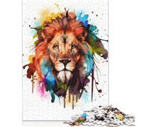 Rompecabezas de 500 Piezas con diseño de león Abstracto, Cuadrado y Creativo, para Adultos y Rompecabezas de Madera, Juguetes educativos (52 x 38 cm)