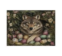 Rompecabezas de 500 piezas con diseño de lobo y vida silvestre para adultos, diseño vintage de huevos de animales, decoración impresa escénica para entretenimiento creativo