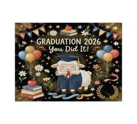 Rompecabezas de 500 piezas con diseño de ovejas de graduación para adultos, color dorado y negro, diseño de animales de graduación, decoraciones de patrón de clase de 2026 para fiestas de