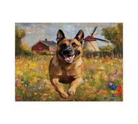 Rompecabezas de 500 piezas con diseño de perro belga Malinois de primavera para adultos, rompecabezas de madera con diseño de flores y mascotas, para entretenimiento en el hogar