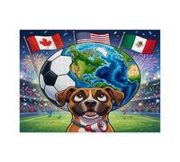 Rompecabezas de 500 piezas con diseño de perro boxeador de fútbol 2026 para adultos, rompecabezas impresos de madera para celebrar el día del partido, decoración de patrón deportivo para