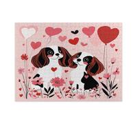 Rompecabezas de 500 piezas con diseño de perro Cavalier King Charles Spaniel para adultos para el día de San Valentín, rompecabezas de madera para parejas, cachorros, decoración de patrón de amante