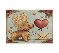 Rompecabezas de 500 piezas con diseño de perro garabato dorado para el día de San Valentín, rompecabezas de madera vintage con estampado de cachorro, decoraciones de patrón retro para fiestas de