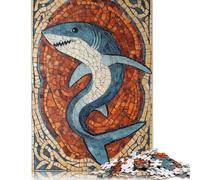 Rompecabezas de 500 Piezas con diseño de tiburón en Mosaico para Adultos y Adolescentes. Rompecabezas de Madera. Un Gran Regalo para Adultos. 500 Piezas (52 x 38 cm).