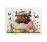 Rompecabezas de 500 piezas con diseño de yak de primavera y Pascua para adultos, divertidos huevos de animales salvajes, rompecabezas impresos de madera, decoraciones de patrón festivo para fiestas de