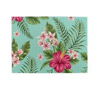 Rompecabezas de 500 Piezas con Estampado de Flores de Plumeria e Hibisco, Hojas de Palmera exóticas de la Selva para Adultos. Rompecabezas de Madera para Adultos Mayores.