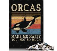 Rompecabezas de 500 Piezas con Frases de orcas y Ballenas asesinas para Adultos y Rompecabezas de Madera. Juego Educativo Familiar. 500 Piezas (52 x 38 cm).