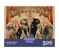 Rompecabezas de 500 Piezas con póster de Elefantes de Circo para Adultos y Rompecabezas de Madera para Actividades Familiares (52 x 38 cm)