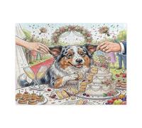 Rompecabezas de 500 piezas con temática de boda, perro pastor australiano para adultos, rompecabezas de madera con estampado de pastel de matrimonio extraño, decoraciones de patrón de parejas para