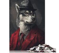 Rompecabezas de 500 Piezas de Alaskan Malamute con Traje para Adultos y niños, de Madera, (52 x 38 cm).