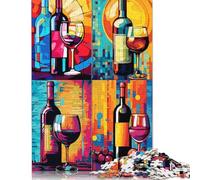 Rompecabezas de 500 Piezas de Botellas de Vino Pop Art para Adultos, Adolescentes, Hombres y Mujeres (52 x 38 cm)