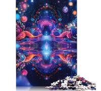 Rompecabezas de 500 Piezas de Cosmic Gateway, psicodélico, Abstracto, Cuadrado, para Adultos y de Madera, para decoración del hogar (52 x 38 cm)