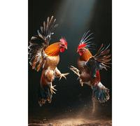 Rompecabezas de 500 piezas de dos gallos peleando para adultos. Rompecabezas de madera de pollo: el mejor entrenamiento cognitivo desafiante.