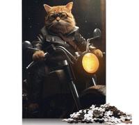 Rompecabezas de 500 Piezas de Gato atigrado con diseño de pandilla de Motociclistas para Adultos, Rompecabezas de Madera, Juguetes de Entretenimiento Familiar, 500 Piezas (52 x 38 cm)