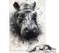 Rompecabezas de 500 piezas de hipopótamo Natures Behemoth para adultos, rompecabezas difíciles para adolescentes, regalos para adultos, rompecabezas de 500 piezas (52 x 38 cm)