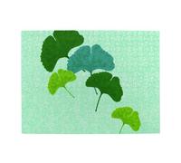 Rompecabezas de 500 Piezas de Hojas de Ginkgo Biloba en Acuarela para Adultos Mayores.