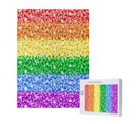 Rompecabezas de 500 Piezas de Madera, Juguete Familiar para Adultos y Adolescentes,Bandera del Orgullo LGBT con Brillo y Purpurina