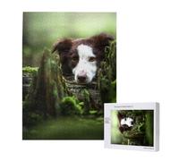 Rompecabezas de 500 Piezas de Madera, Juguete Familiar para Adultos y Adolescentes,Border Collie Stone Sweet Brown Perros Mascotas