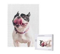 Rompecabezas de 500 Piezas de Madera, Juguete Familiar para Adultos y Adolescentes,Bulldog francés, Perro Curioso y Feliz