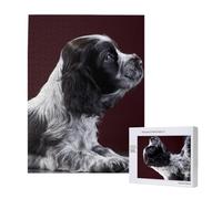 Rompecabezas de 500 Piezas de Madera, Juguete Familiar para Adultos y Adolescentes,Cachorro de Cocker Spaniel Spaniel Blanco y Negro