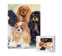 Rompecabezas de 500 Piezas de Madera, Juguete Familiar para Adultos y Adolescentes,Cavalier King Charles Spaniel Dorado Negro