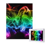 Rompecabezas de 500 Piezas de Madera, Juguete Familiar para Adultos y Adolescentes,Humo Colorido Abstracto Negro