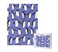Rompecabezas de 500 Piezas de Madera, Juguete Familiar para Adultos y Adolescentes,Lindo pingüino Morado