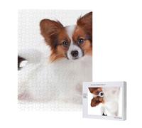 Rompecabezas de 500 Piezas de Madera, Juguete Familiar para Adultos y Adolescentes,Perro Papillon Esponjoso