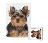 Rompecabezas de 500 Piezas de Madera, Juguete Familiar para Adultos y Adolescentes,Yorkshire Terrier yace sobre Blanco
