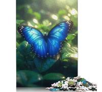 Rompecabezas de 500 Piezas de Mariposa morfo Azul de la Selva Tropical para Adultos, Rompecabezas de Madera, Juguete Educativo antiestrés, 500 Piezas (52 x 38 cm)