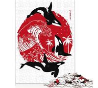 Rompecabezas de 500 Piezas de orcas en la Gran Ola para Adultos, Ideal para Halloween, decoración del hogar, 52 x 38 cm.