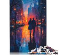Rompecabezas de 500 Piezas de Pareja Caminando por la Ciudad al Atardecer para Adultos y Rompecabezas de Madera, Juego Educativo (52 x 38 cm)