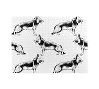 Rompecabezas de 500 Piezas de pastores alemanes Dibujados a Mano para Adultos Mayores.